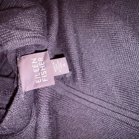 Eileen Fisher Merino Wool Black Hooded Knit Zip-Up Sweater Sz.M - Picture 6 of 9